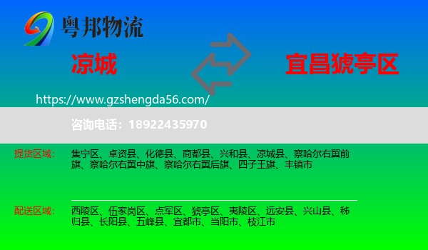 凉城县到猇亭区物流专线