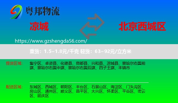 凉城县到西城区物流专线