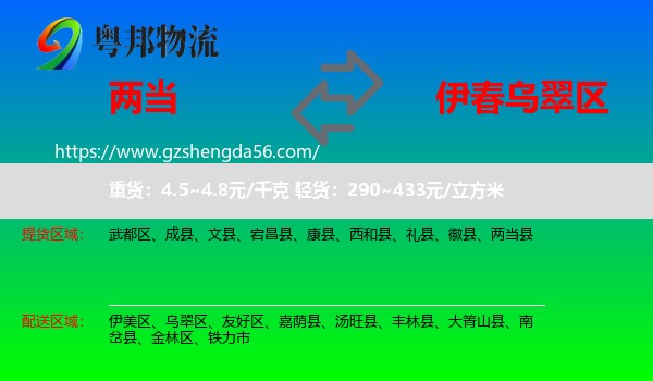 两当县到乌翠区物流专线