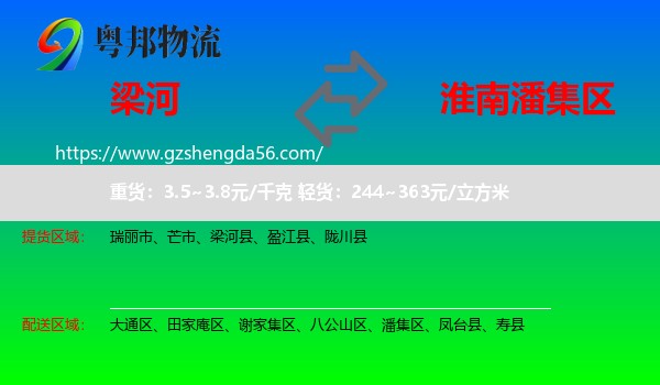 梁河县到潘集区物流专线