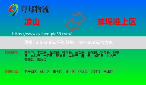 凉山到淮上区物流专线