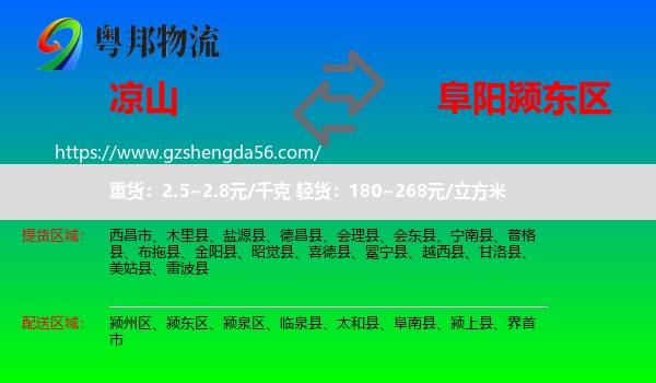 凉山到颍东区物流专线