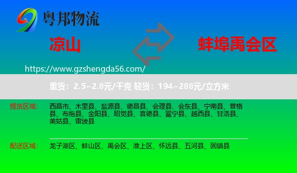 凉山到禹会区物流专线