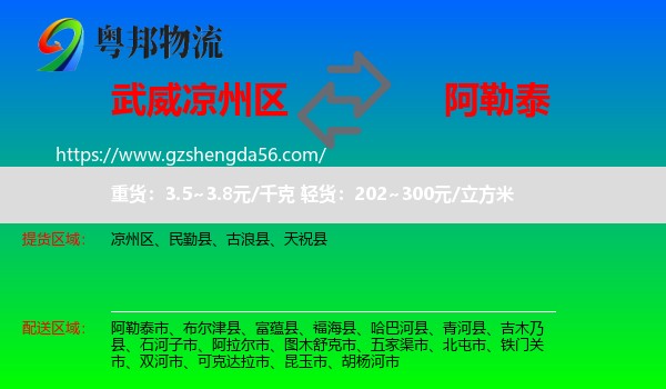 凉州区到阿勒泰物流专线