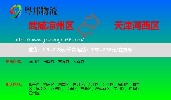 凉州区到河西区物流专线