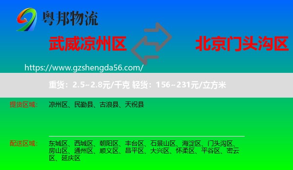 凉州区到门头沟区物流专线