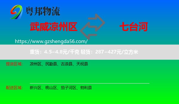 凉州区到七台河物流专线