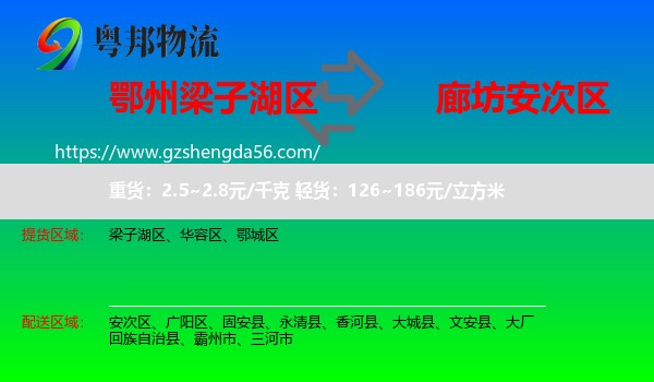 梁子湖区到安次区物流专线