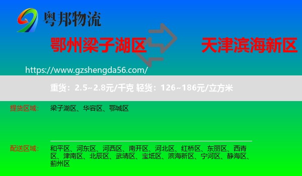 梁子湖区到滨海新区物流专线