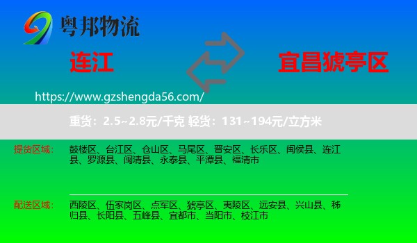 连江县到猇亭区物流专线