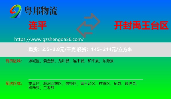 连平县到禹王台区物流专线