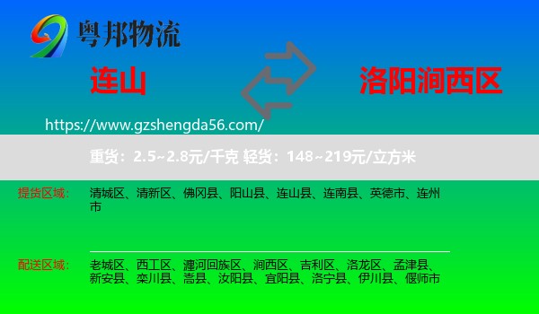 连山县到涧西区物流专线