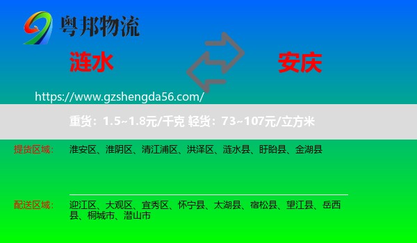 涟水县到安庆物流专线