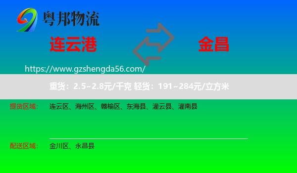 连云港到金昌物流专线