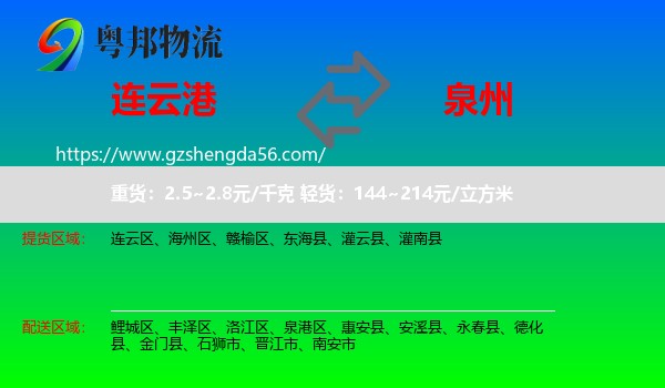 连云港到泉州物流专线