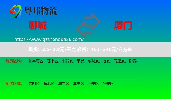 聊城到厦门物流