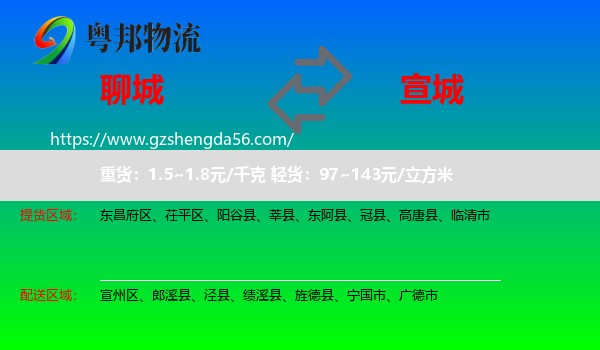 聊城到宣城物流