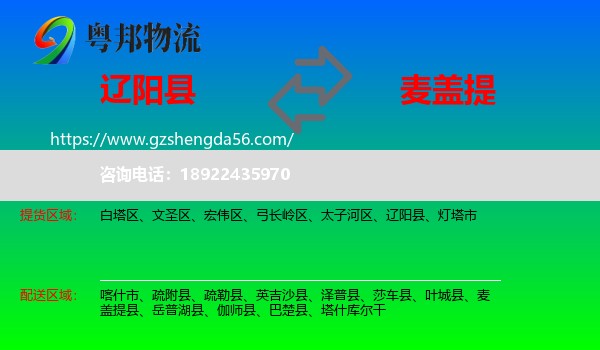 辽阳县到麦盖提县物流专线
