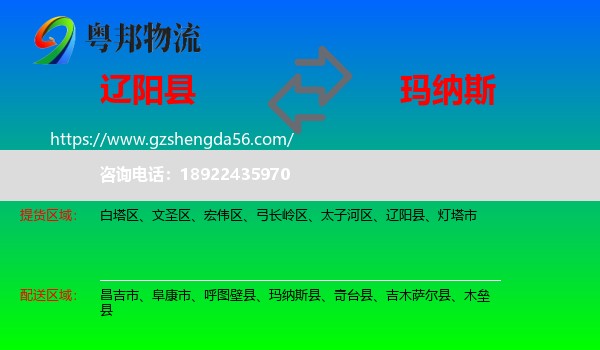 辽阳县到玛纳斯县物流专线
