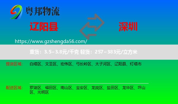 辽阳县到深圳物流专线