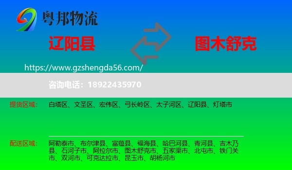 辽阳县到图木舒克市物流专线
