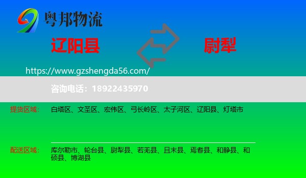 辽阳县到尉犁县物流专线