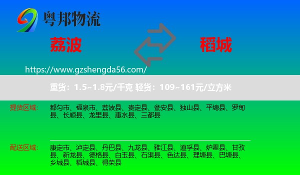 荔波县到稻城县物流专线