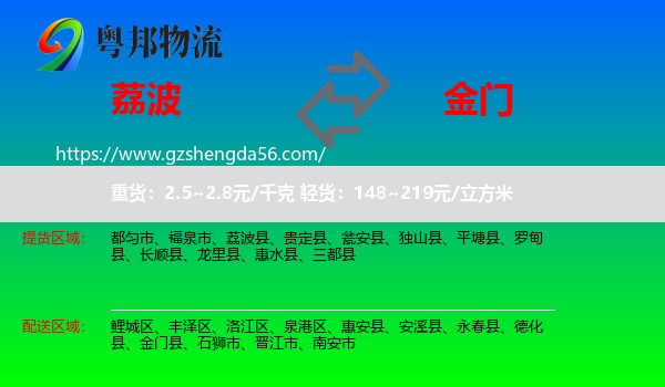 荔波县到金门县物流专线