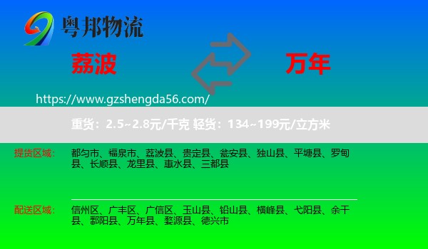 荔波县到万年县物流专线