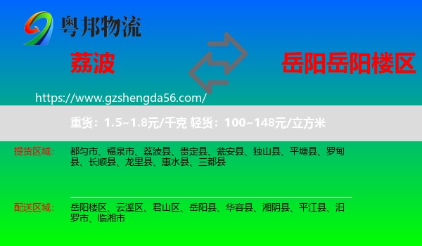 荔波县到岳阳楼区物流专线