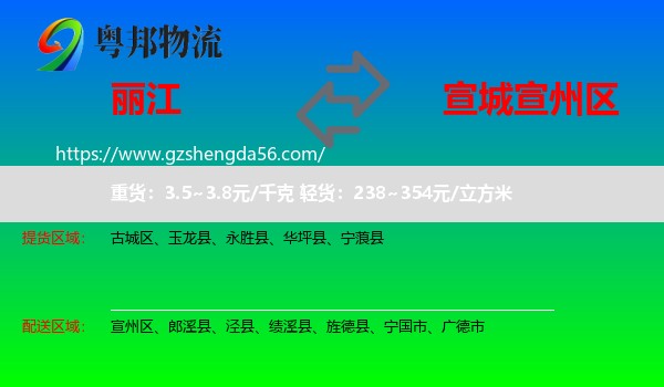 丽江到宣州区物流专线