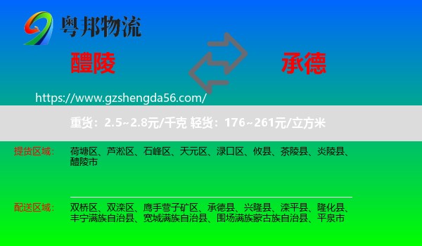 醴陵市到承德物流专线