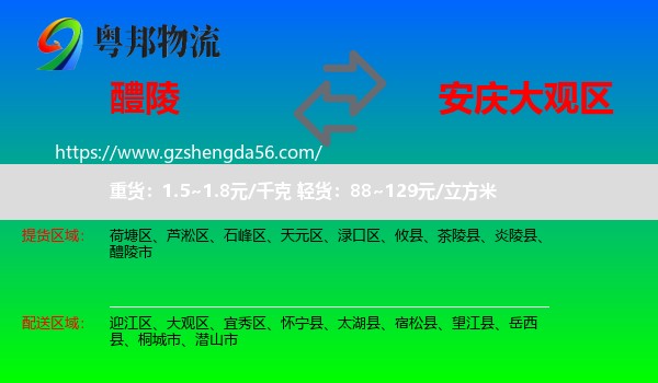 醴陵市到大观区物流专线