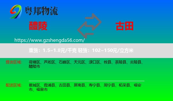 醴陵市到古田县物流专线