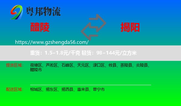 醴陵市到揭阳物流专线