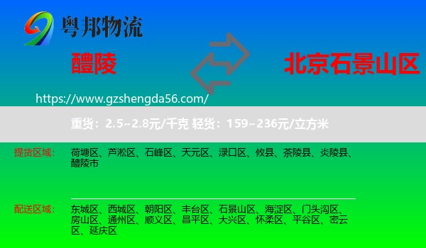 醴陵市到石景山区物流专线