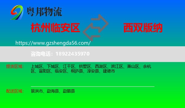 临安区到西双版纳物流