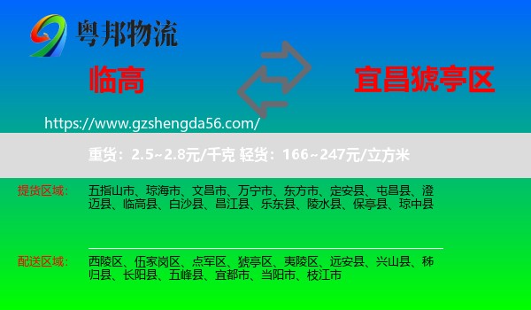 临高县到猇亭区物流专线