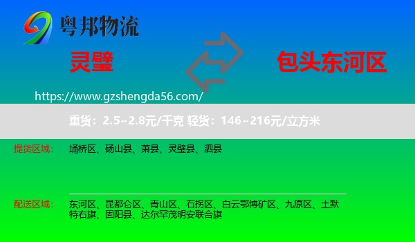 灵璧县到东河区物流专线