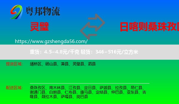 灵璧县到桑珠孜区物流专线
