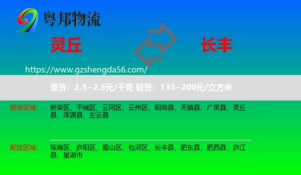 灵丘县到长丰县物流专线