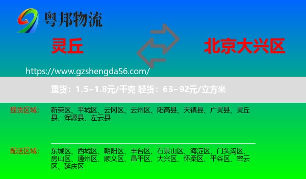 灵丘县到大兴区物流专线