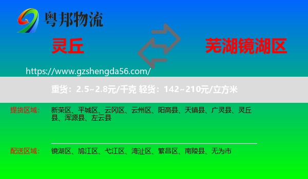 灵丘县到镜湖区物流专线