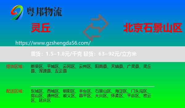 灵丘县到石景山区物流专线