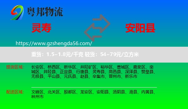 灵寿县到安阳县物流专线