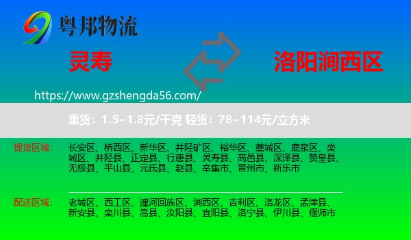 灵寿县到涧西区物流专线