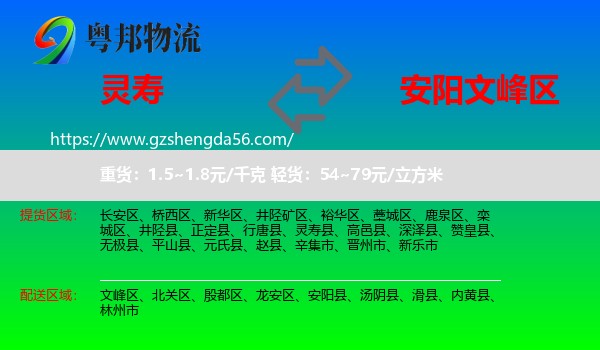 灵寿县到文峰区物流专线