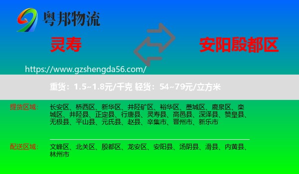灵寿县到殷都区物流专线