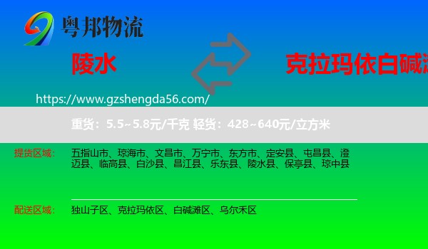 陵水县到白碱滩区物流专线