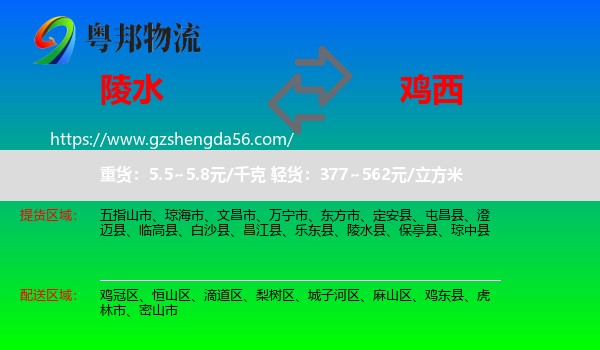 陵水县到鸡西物流专线